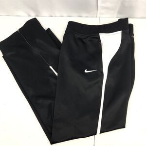 Nike Dri-Fit Black White Athletic Pants Women Small Ankle Zip Drawstring Pockets